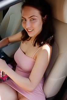 Cute Jade Baker Showing Pussy In A Car