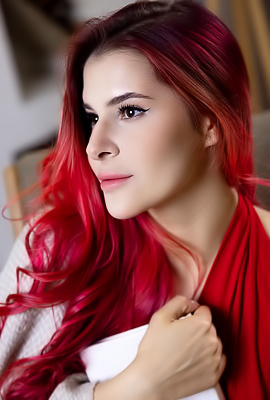 Pandora Red Exposing Her Gorgeous Breasts And Fondling Them Amorously