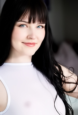 Amelia Riven Perching Naked On A Bar Stool With Her Long Legs Parted Invitingly