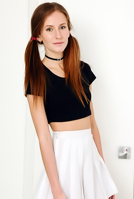 Alisa Revealing Her Lovely Small Breasts With Flirty Smile