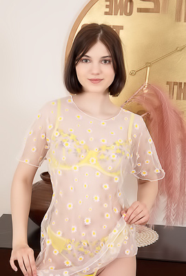 Sara Celeste Bending Over To Show How Her Thong Panties Nestle Between Her Perfect Buns