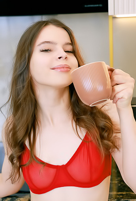 Indiana Russian Brunette Is Delightfully Enticing In Sexy Red Lingerie