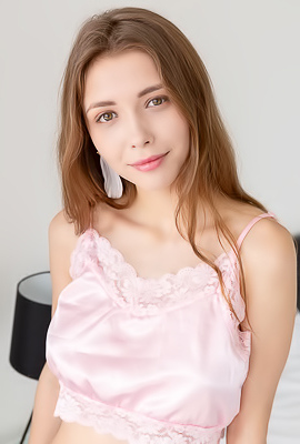Mila Azul Teases In Pink Silk Lingerie With Irresistible Solo Play On Crisp Sheets