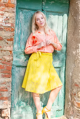 Bella Spark Unveils Herself Playful In Villa Sunlight Teasing With Skirt Lifted High