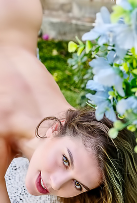 Outdoors, Vanessa Paris Lifts Her Mini Skirt High Revealing Naked Ass